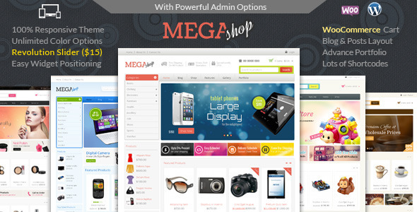 Mẫu web bán mỹ phẩm Mega Shop - WooCommerce Responsive Theme