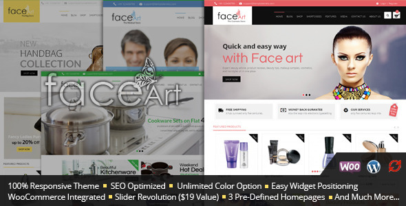 Mẫu web bán mỹ phẩm Face Art - WooCommerce Responsive Theme