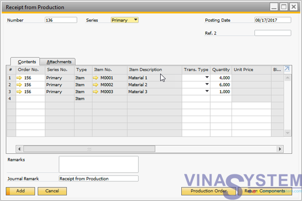 Sử dụng Bill of Materials trong SAP B1