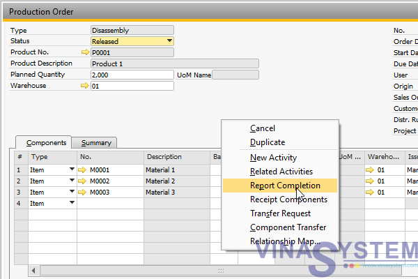 Sử dụng Bill of Materials trong SAP B1