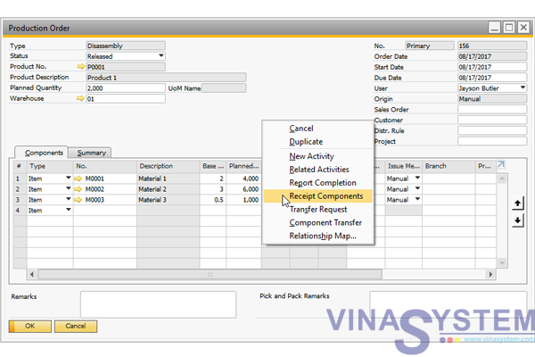Sử dụng Bill of Materials trong SAP B1