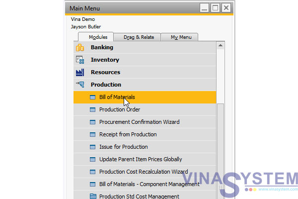 Sử dụng Bill of Materials trong SAP B1