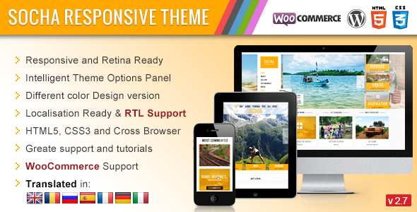 Mẫu thiết kế website du lịch đẹp Socha Responsive WordPress Theme