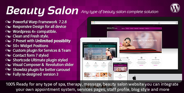 Mẫu web đẹp Beauty Salon Responsive WordPress Template 