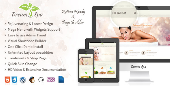 Mẫu web đẹp Dream Spa - Responsive Beauty Salon WordPress Theme