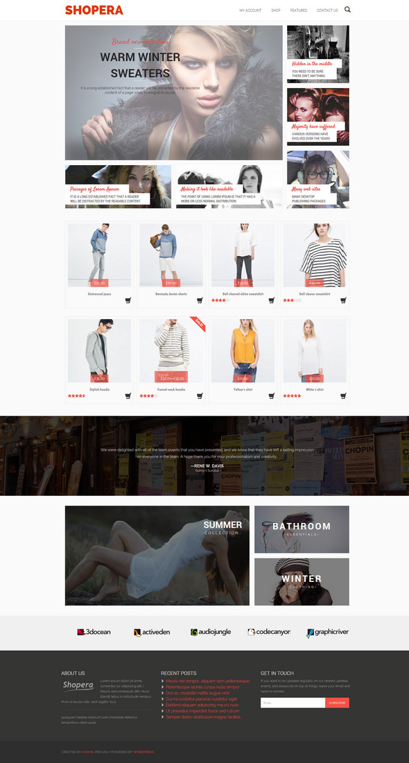 Shopera – theme WordPress bán hàng miễn phí làm shop thời trang