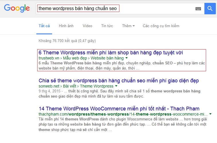 theme WordPress bán hàng chuẩn SEO