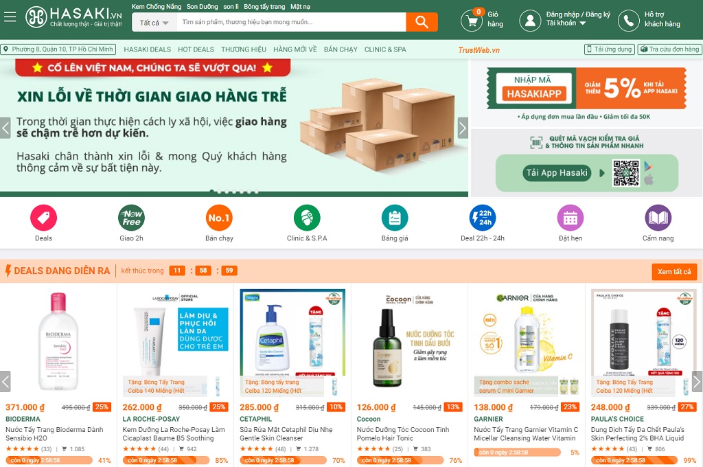 Hasaki - Website bán mỹ phẩm chính hãng uy tín